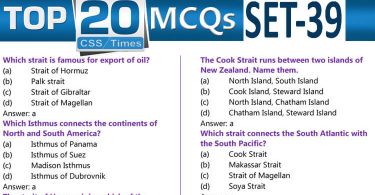 Daily Top-20 MCQs for CSS Screening Test, PMS, PCS, FPSC (Set-39)