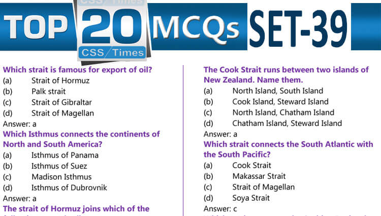 Daily Top-20 MCQs for CSS Screening Test, PMS, PCS, FPSC (Set-39)