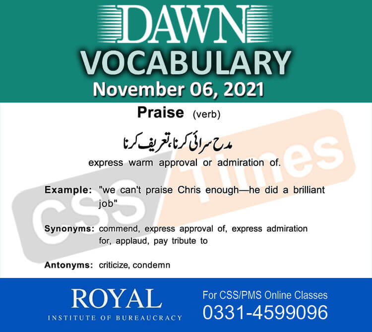 Daily DAWN News Vocabulary with Urdu Meaning (06 November 2021)
