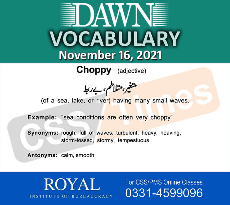 Daily DAWN News Vocabulary with Urdu Meaning (16 November 2021)