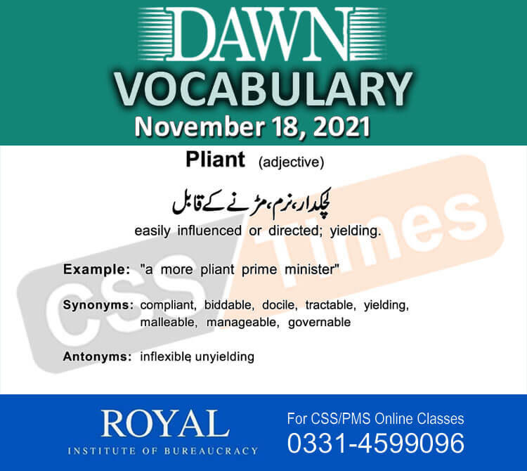 Daily DAWN News Vocabulary with Urdu Meaning (18 November 2021)