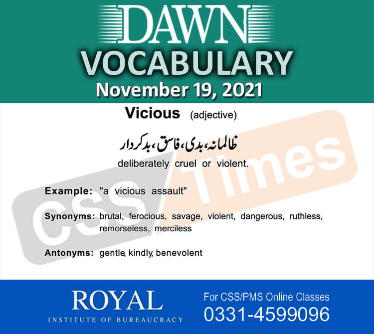 Daily DAWN News Vocabulary with Urdu Meaning (19 November 2021)