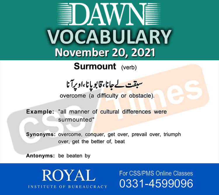 Daily DAWN News Vocabulary with Urdu Meaning (20 November 2021)