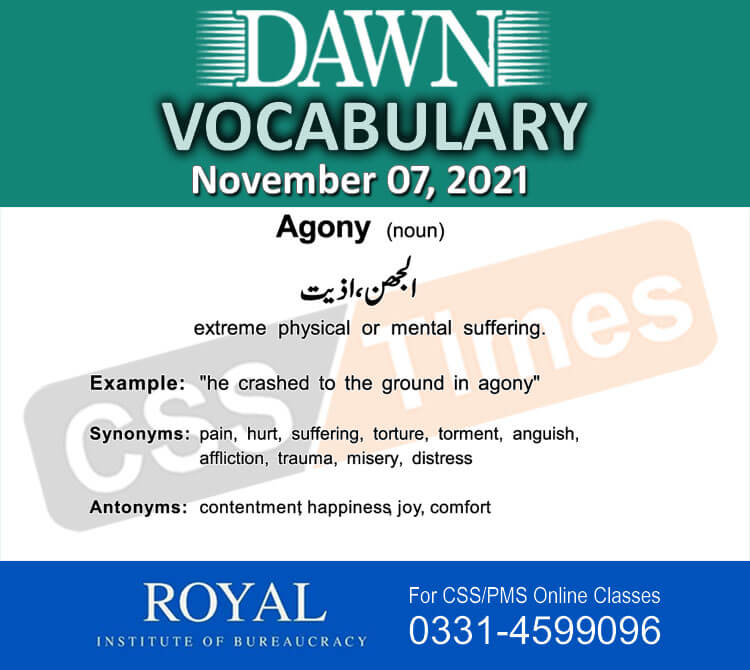 Daily DAWN News Vocabulary with Urdu Meaning (07 November 2021)