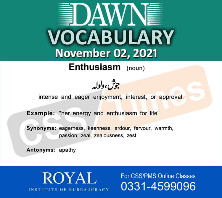 Daily DAWN News Vocabulary with Urdu Meaning (02 November 2021)