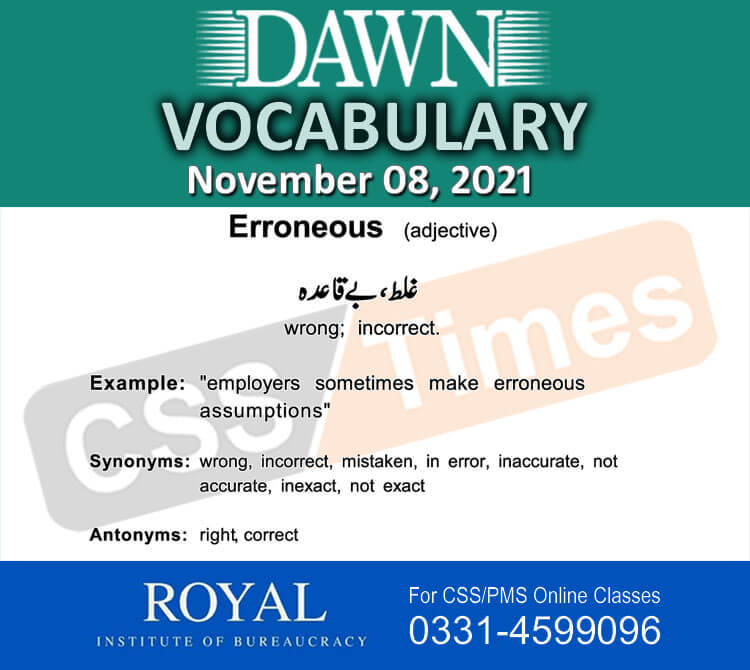 Daily DAWN News Vocabulary with Urdu Meaning (08 November 2021)