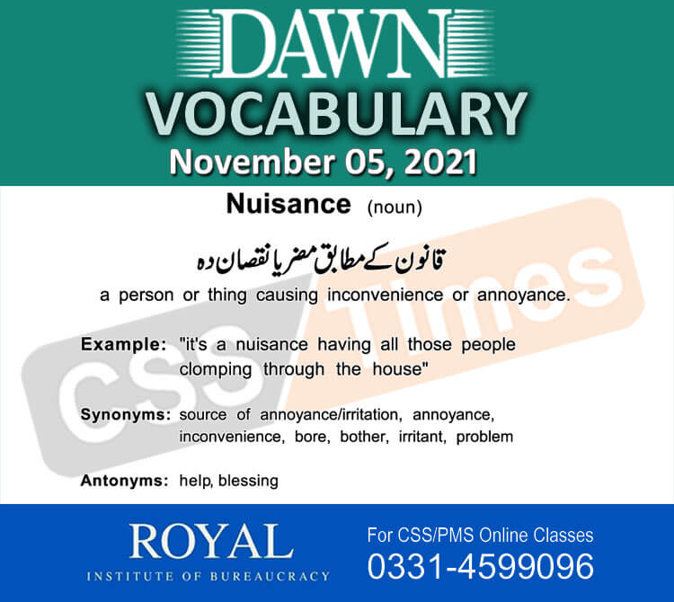 Daily DAWN News Vocabulary with Urdu Meaning (05 November 2021)