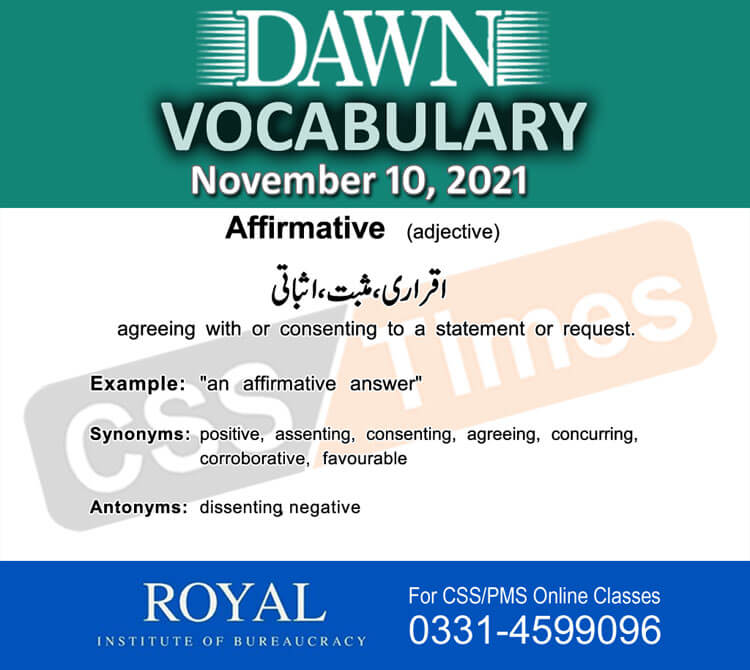 Daily DAWN News Vocabulary with Urdu Meaning (10 November 2021)