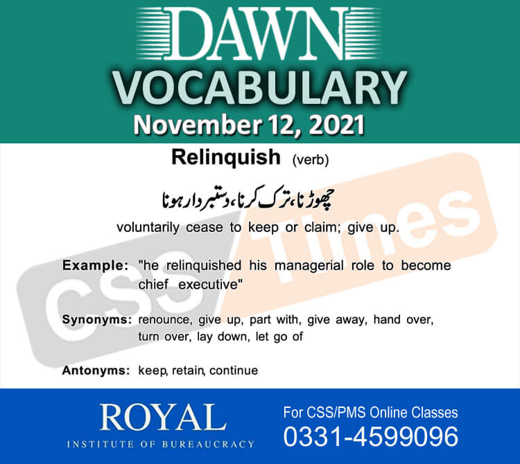 Daily DAWN News Vocabulary with Urdu Meaning (12 November 2021)