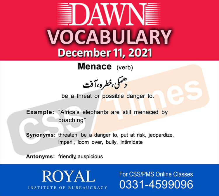Daily DAWN News Vocabulary with Urdu Meaning (11 December 2021)