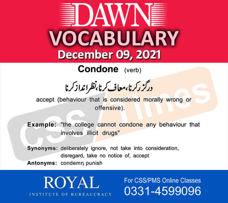 Daily DAWN News Vocabulary with Urdu Meaning (09 December 2021)