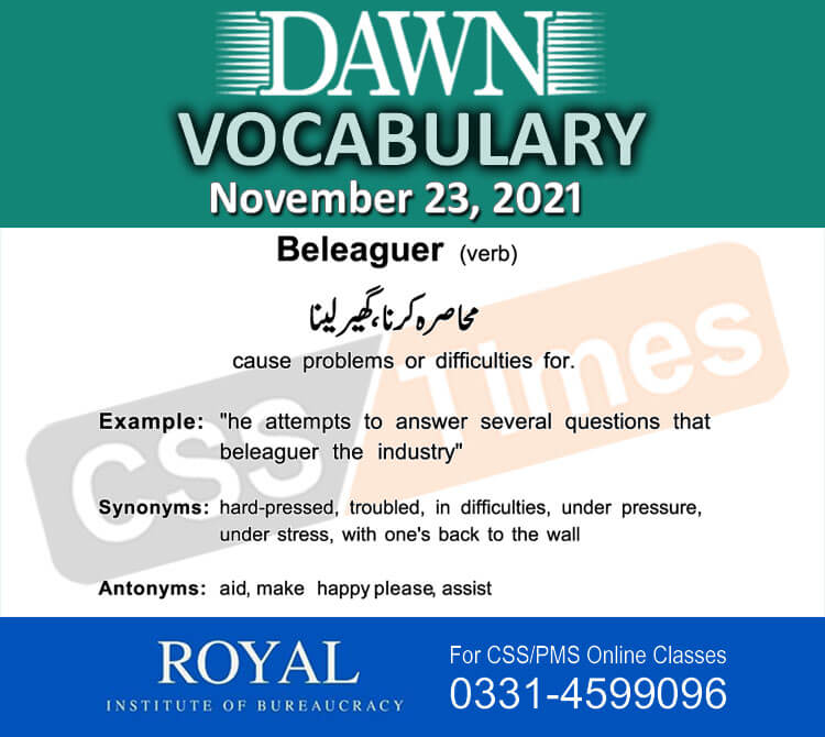 Daily DAWN News Vocabulary with Urdu Meaning (23 November 2021)