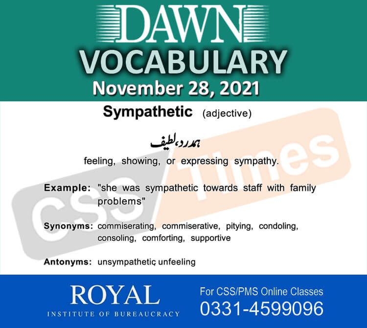 Daily DAWN News Vocabulary with Urdu Meaning (28 November 2021)