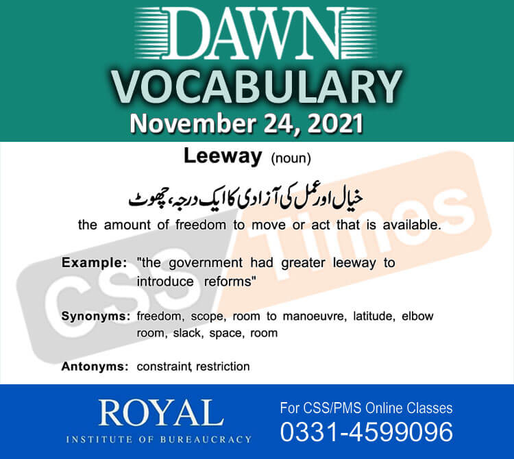 Daily DAWN News Vocabulary with Urdu Meaning (24 November 2021)