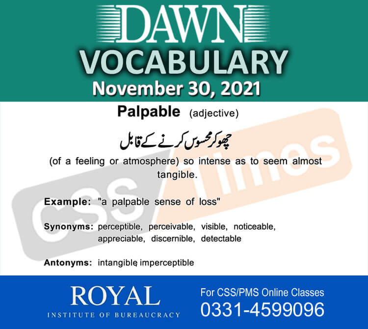 Daily DAWN News Vocabulary with Urdu Meaning (30 November 2021)