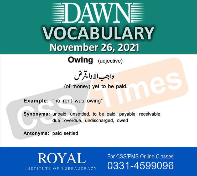 Daily DAWN News Vocabulary with Urdu Meaning (26 November 2021)