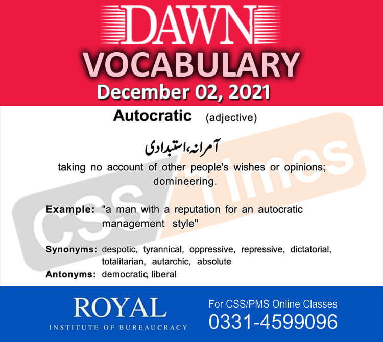 Daily DAWN News Vocabulary with Urdu Meaning (02 December 2021)