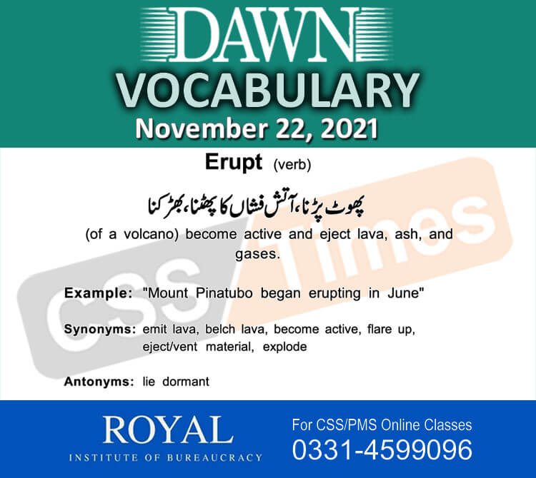 Daily DAWN News Vocabulary with Urdu Meaning (22 November 2021)