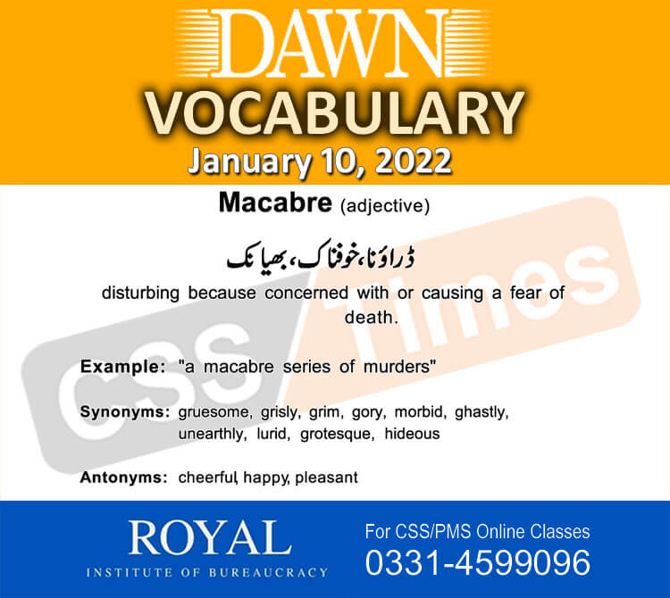 Daily DAWN News Vocabulary with Urdu Meaning (10 January 2022)