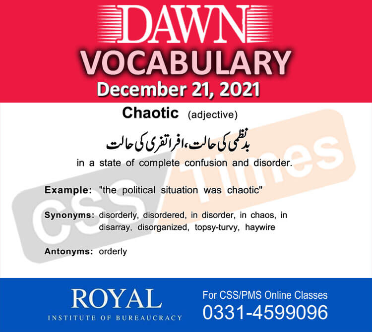 Daily DAWN News Vocabulary with Urdu Meaning (21 December 2021)