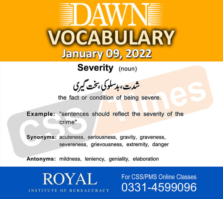 Daily DAWN News Vocabulary with Urdu Meaning (09 January 2022)