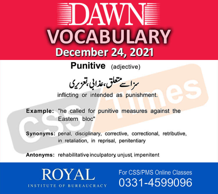 Daily DAWN News Vocabulary with Urdu Meaning (24 December 2021)