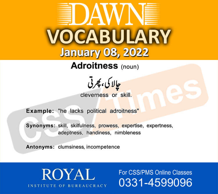 Daily DAWN News Vocabulary with Urdu Meaning (08 January 2022)