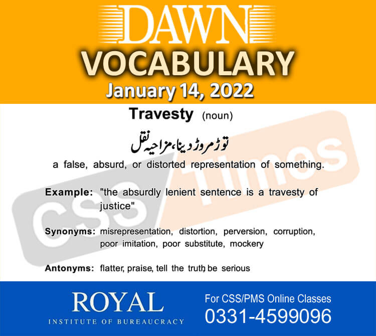 Daily DAWN News Vocabulary with Urdu Meaning (14 January 2022)