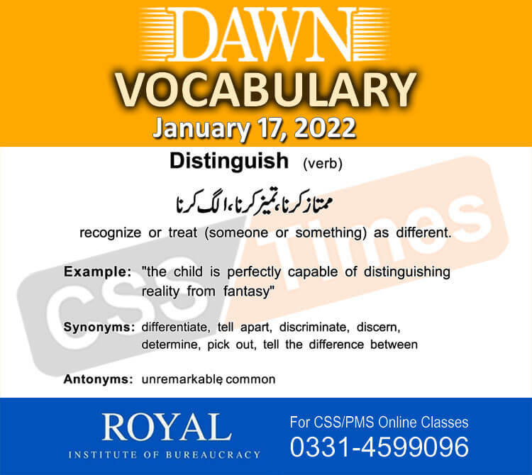 Daily DAWN News Vocabulary with Urdu Meaning (17 January 2022)