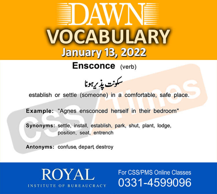 Daily DAWN News Vocabulary with Urdu Meaning (13 January 2022)