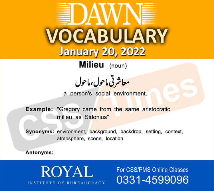 Daily DAWN News Vocabulary with Urdu Meaning (20 January 2022)