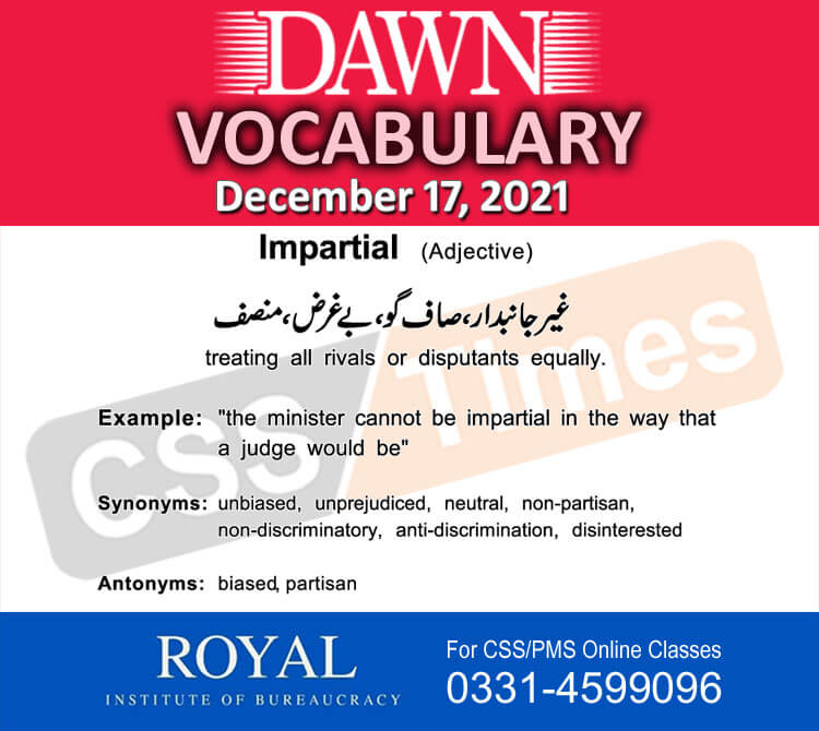 Daily DAWN News Vocabulary with Urdu Meaning (17 December 2021)