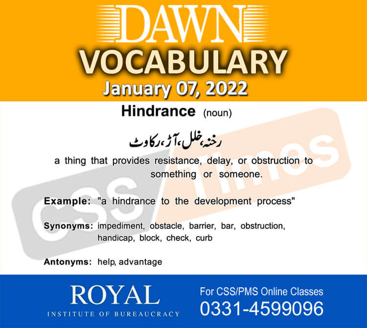 Daily DAWN News Vocabulary with Urdu Meaning (07 January 2022)