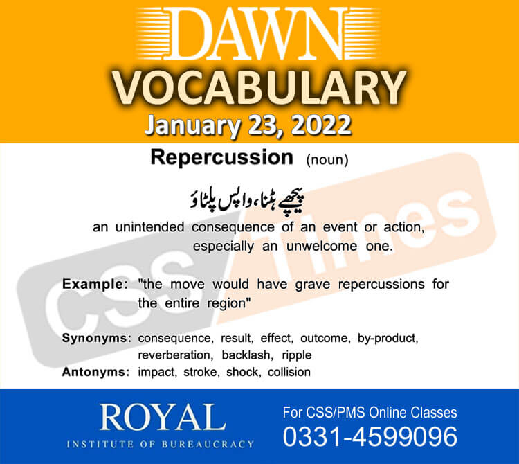 Daily DAWN News Vocabulary with Urdu Meaning (23 January 2022)