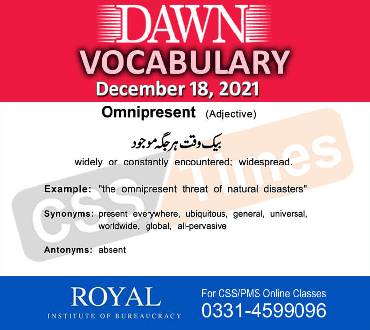 Daily DAWN News Vocabulary with Urdu Meaning (18 December 2021)