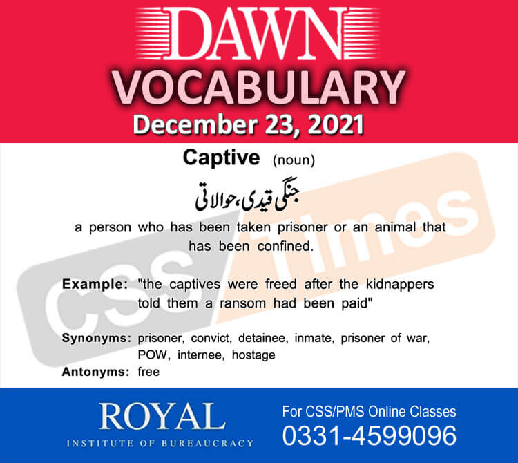 Daily DAWN News Vocabulary with Urdu Meaning (23 December 2021)