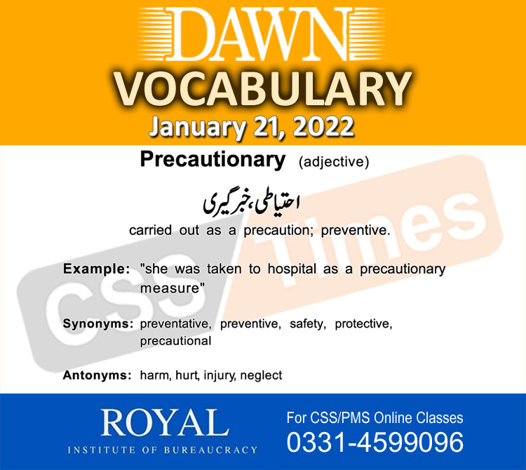 Daily DAWN News Vocabulary with Urdu Meaning (21 January 2022)