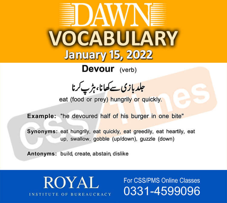 Daily DAWN News Vocabulary with Urdu Meaning (15 January 2022)