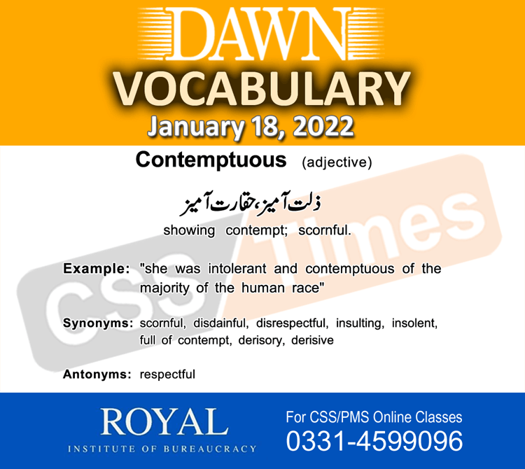 Daily DAWN News Vocabulary with Urdu Meaning (18 January 2022)