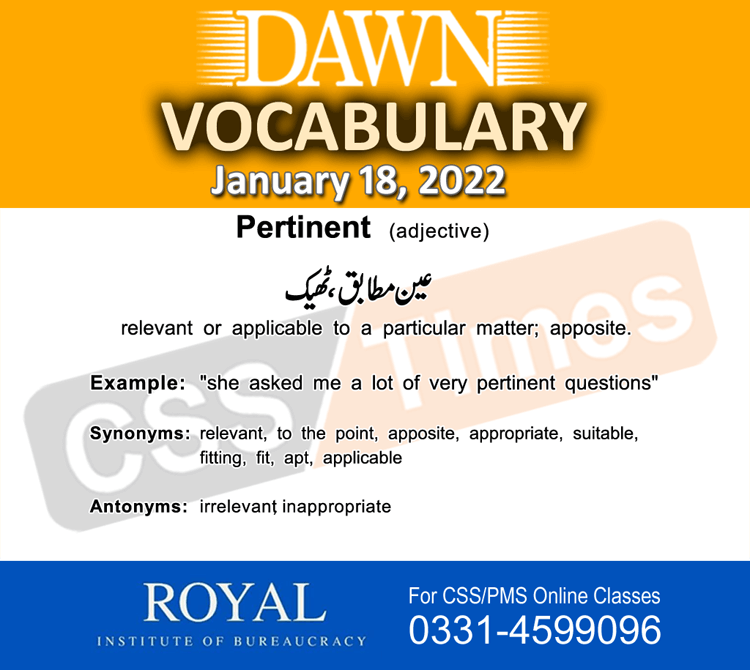 Daily DAWN News Vocabulary with Urdu Meaning (18 January 2022)