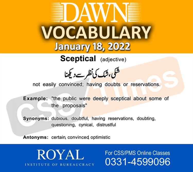 Daily DAWN News Vocabulary with Urdu Meaning (18 January 2022)