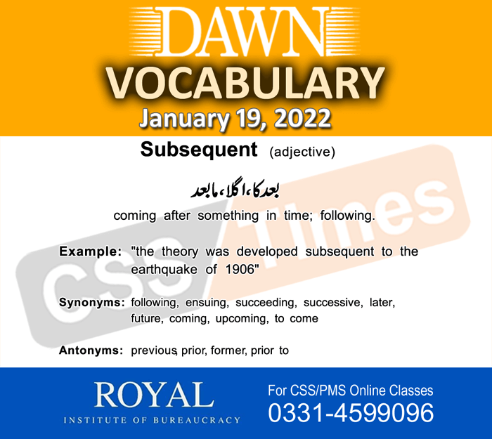 Daily DAWN News Vocabulary with Urdu Meaning (19 January 2022)