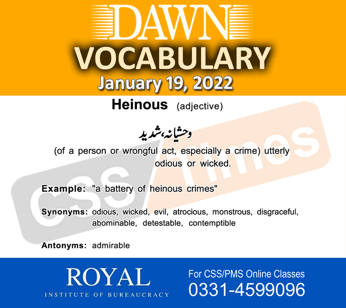 Daily DAWN News Vocabulary with Urdu Meaning (19 January 2022)