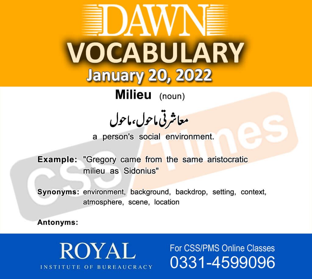 Daily DAWN News Vocabulary with Urdu Meaning (20 January 2022)