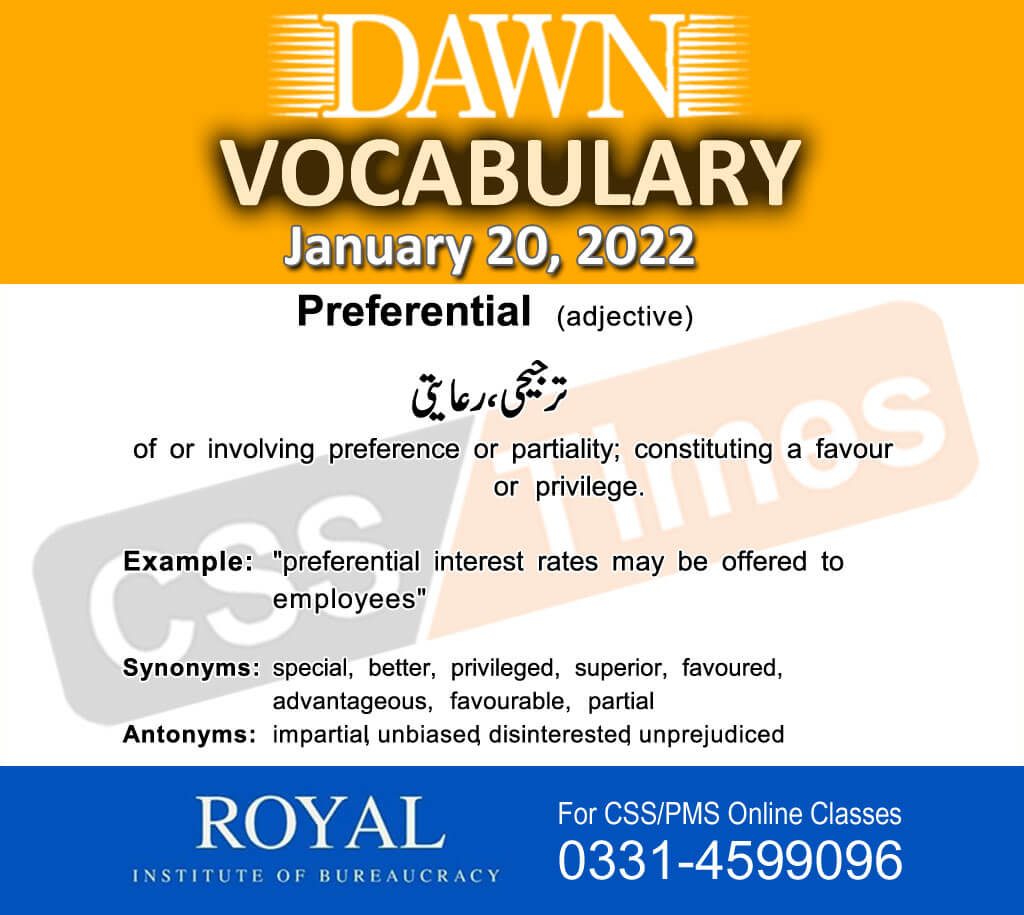 Daily DAWN News Vocabulary with Urdu Meaning (20 January 2022)