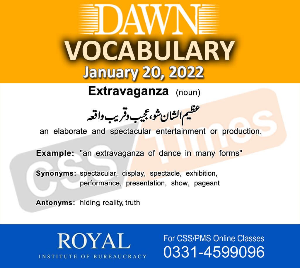 Daily DAWN News Vocabulary with Urdu Meaning (20 January 2022)