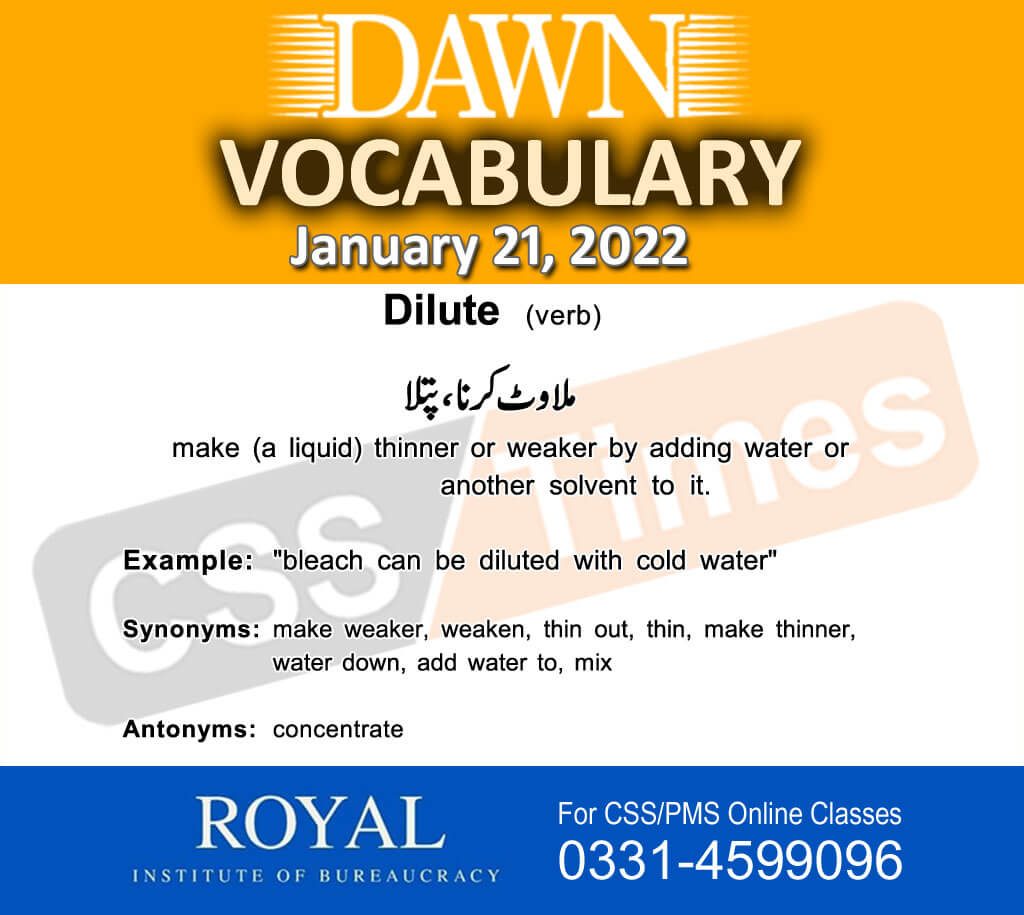 Daily DAWN News Vocabulary with Urdu Meaning (21 January 2022)