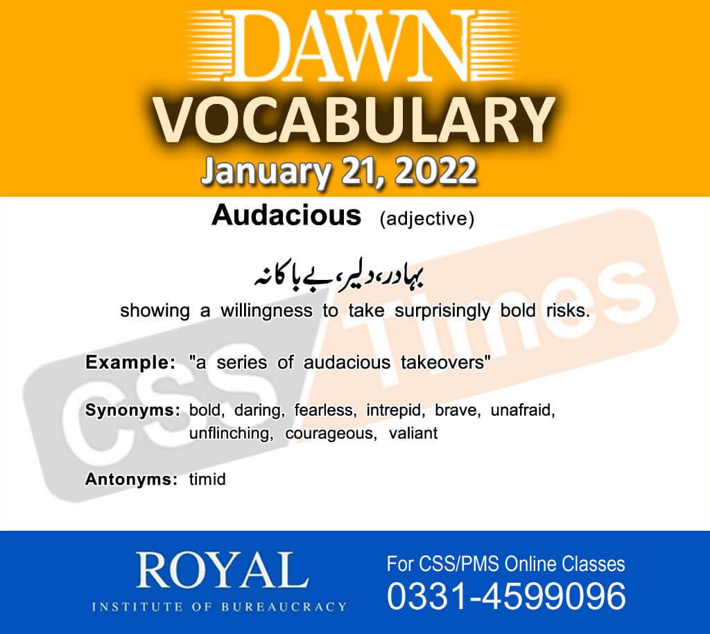 Daily DAWN News Vocabulary with Urdu Meaning (21 January 2022)