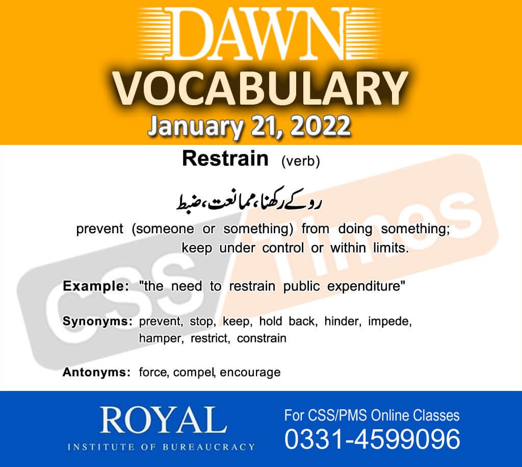 Daily DAWN News Vocabulary with Urdu Meaning (21 January 2022)