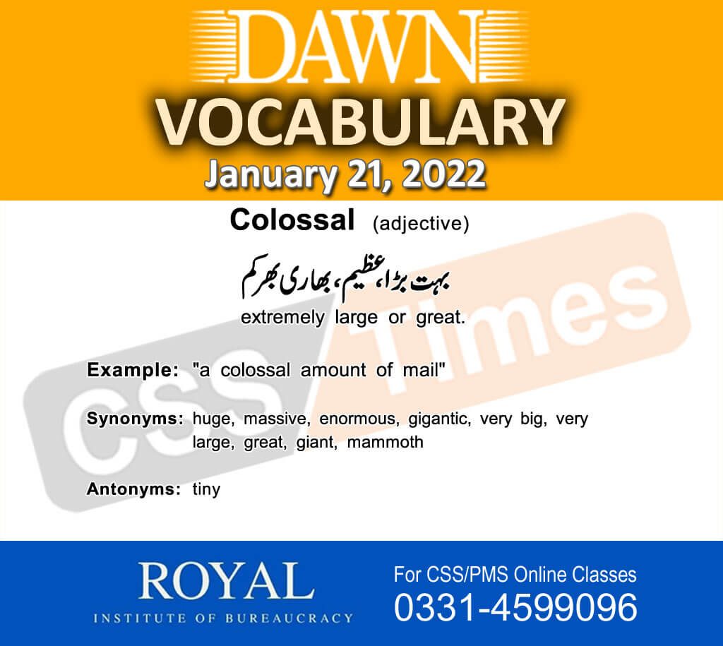 Daily DAWN News Vocabulary with Urdu Meaning (21 January 2022)